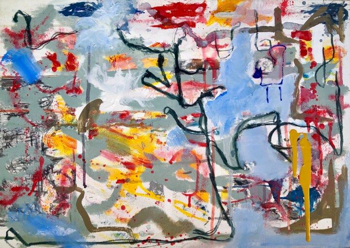 EL GATO Y SU ÁRBOL 绘画, 18.1x25.6 in