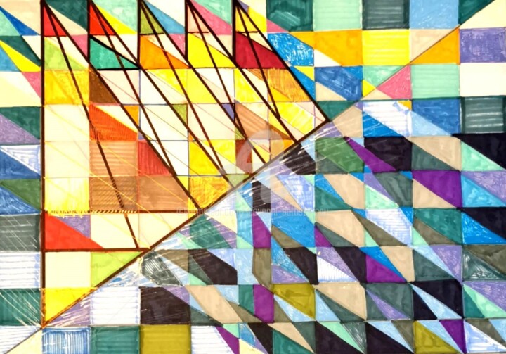 BARCHE A VELA (2020) 图画, 13x18.9 in
