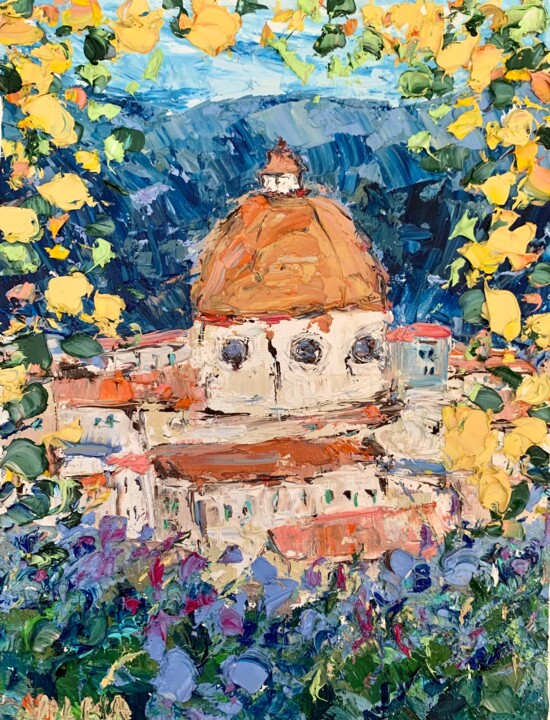 Painting titled "Florence Tuscany Ci…" by Vilma Gataveckiene, Original Artwork, Oil