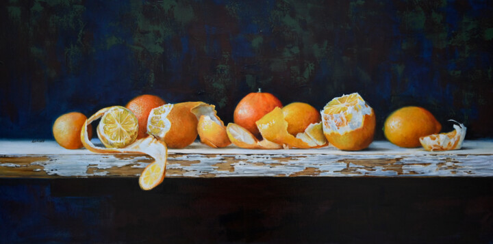 Painting titled "Oranges and Lemons…" by Lukian, Original Artwork, Oil
