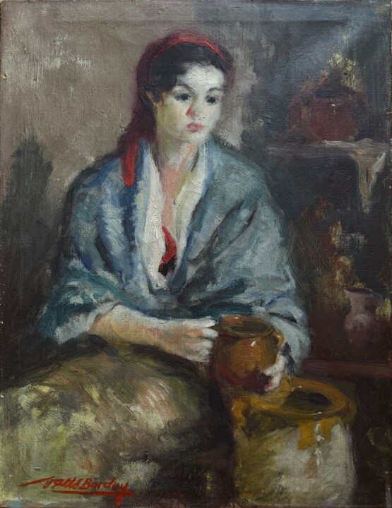 Mujer con cántaro Painting, 13.8x10.6 in