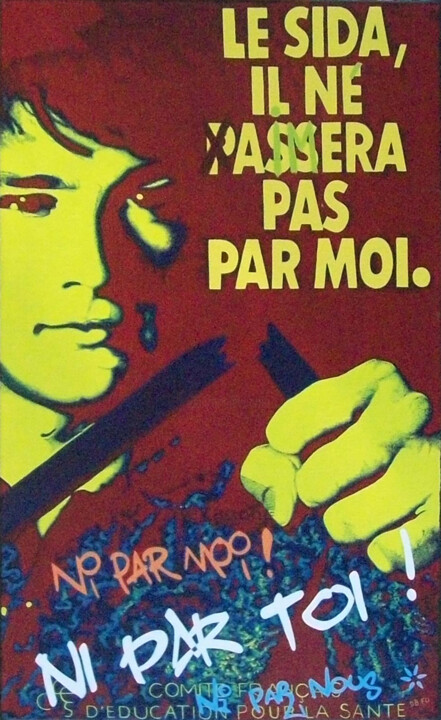 Lutte contre le, SIDA (1986) 绘画, 19.7x11.8 in