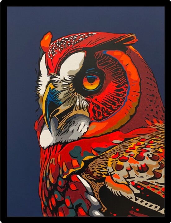 NOCTURNE IN RED. 绘画, 31.5x23.6 in