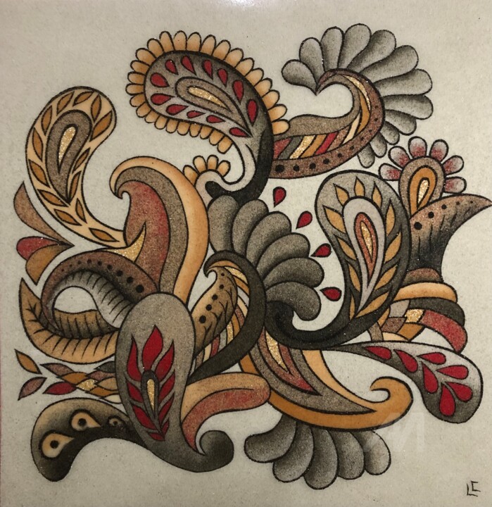 Peinture intitulée "Folie" par Laurence Canicave, Œuvre d'art originale, Collages Monté sur Verre