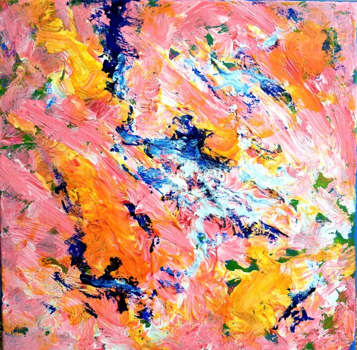 La vie en rose, Peinture abstraite rose amour Toulouse 绘画, 11.8x11.8 in