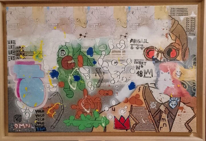 Painting titled "X" by Alessandro Di Monaco, Original Artwork, Marker Mounted on Wood Stretcher frame