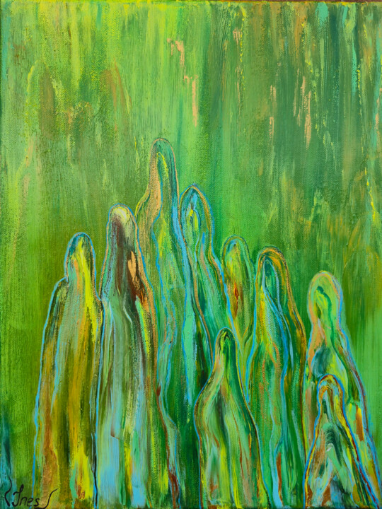 Painting titled "Nature Spirits – Gu…" by Inessa Lightart, Original Artwork, Acrylic