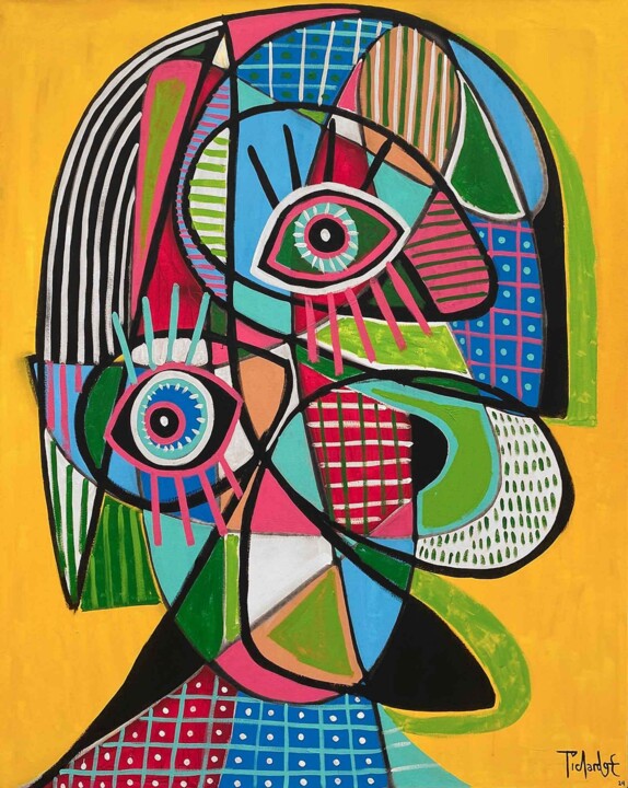 Pintura titulada "Retrato en fondo am…" por Enrique Pichardo, Obra de arte original, Acrílico
