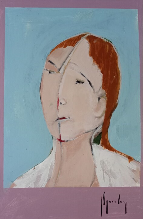 Painting titled "#25_Portret" by F Ghysenberg, Original Artwork, Acrylic