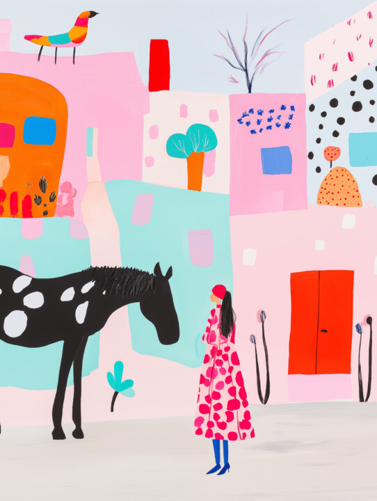 Girl and Horse (2025) 数字艺术, 39.4x31.5 in