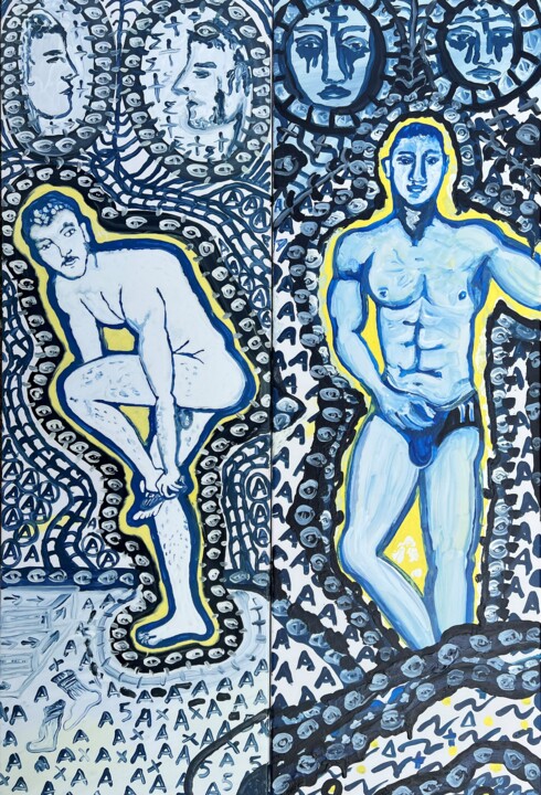 Greek Boys Schilderij, 47,2x31,5 in