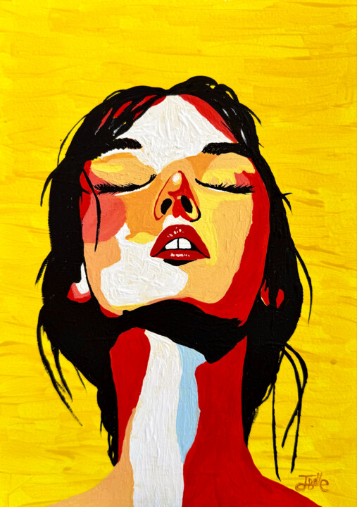 Inner Bloom (Beautifull woman face in bright colors) 绘画, 11.7x8.3 in