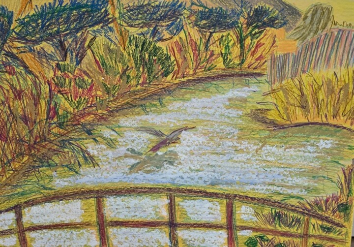 Bird over water Рисунок, 11,8x15,8 in