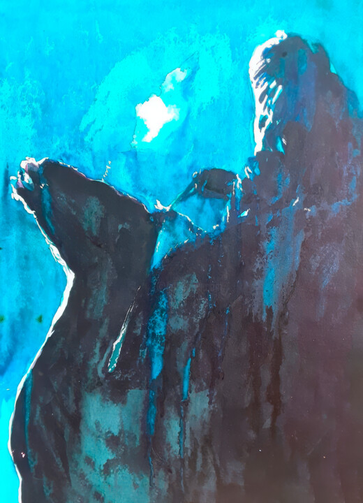 Underwater Depths Exploration 绘画, 42.5x30.7 in
