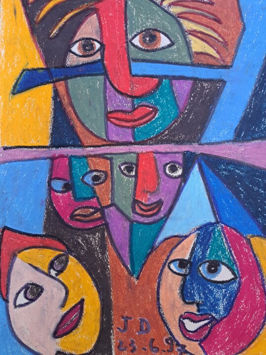 " Le Blasé , les Jaloux et les Enjoués " 绘画, 12.6x9.5 in