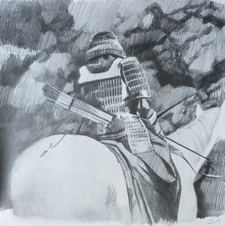 Drawing titled "Archer samouraï" by Déryck Maindron, Original Artwork, Graphite