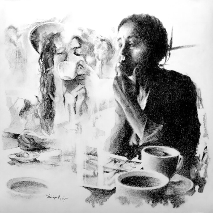Desenho intitulada "Déjà vu" por Boytsov, Obras de arte originais, Carvão