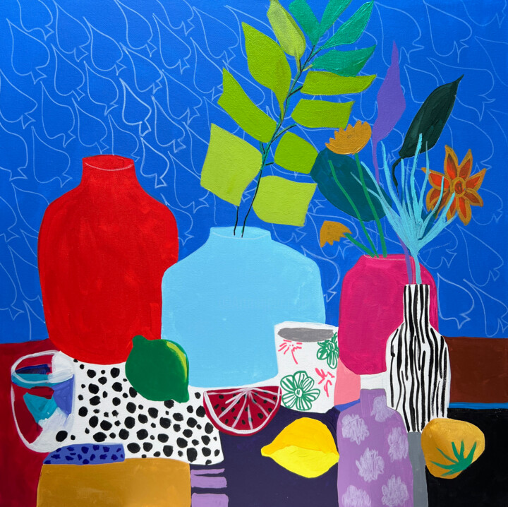 Bold Colorful Table Setting (2025) 绘画, 23.6x23.6 in