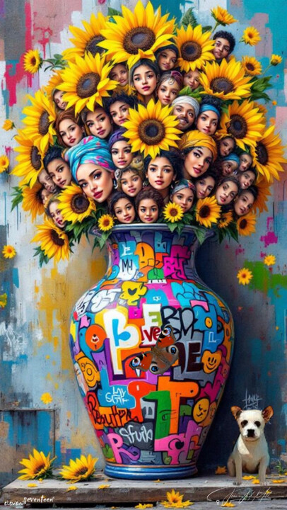 Цифровое искусство под названием "bouquet de fleurs p…" - Jeanina Jade Moll, Подлинное произведение искусства, 2D Цифровая Р…