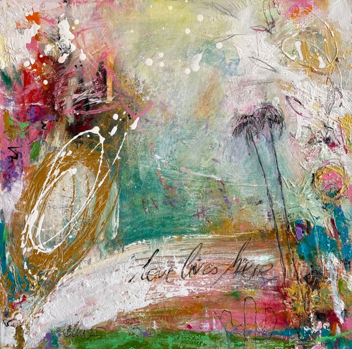 Pintura titulada "Love Lives Here No.1" por Beate Garding Schubert, Obra de arte original, Acrílico Montado en Bastidor de c…