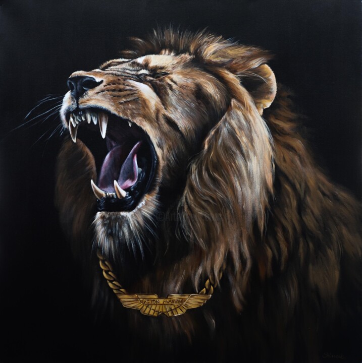 Lion Aston Martin 绘画, 36x36 in
