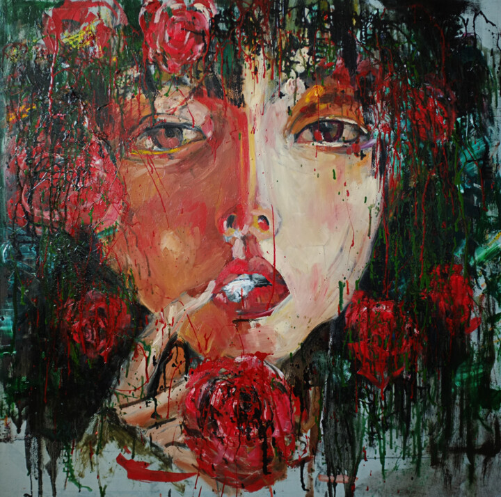 "The face series (16)" başlıklı Tablo Hai Nguyen tarafından, Orijinal sanat, Petrol