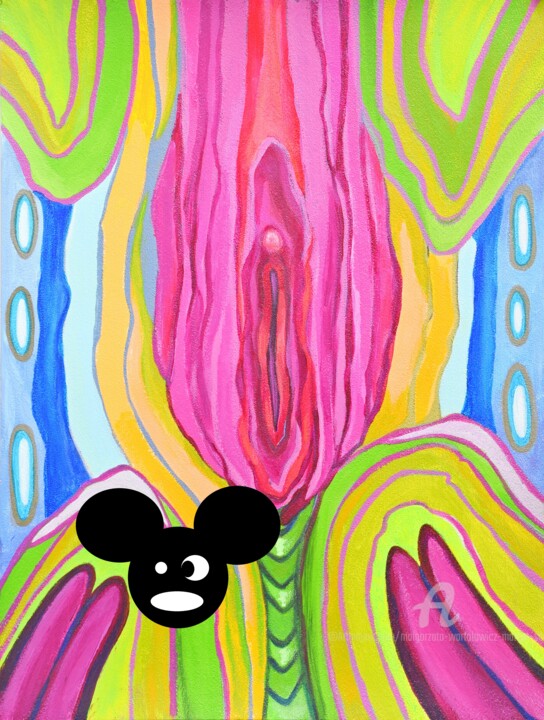 Mouse Lost in a Museum of Contemporary Art Printmaking, 16.9x12.8 in