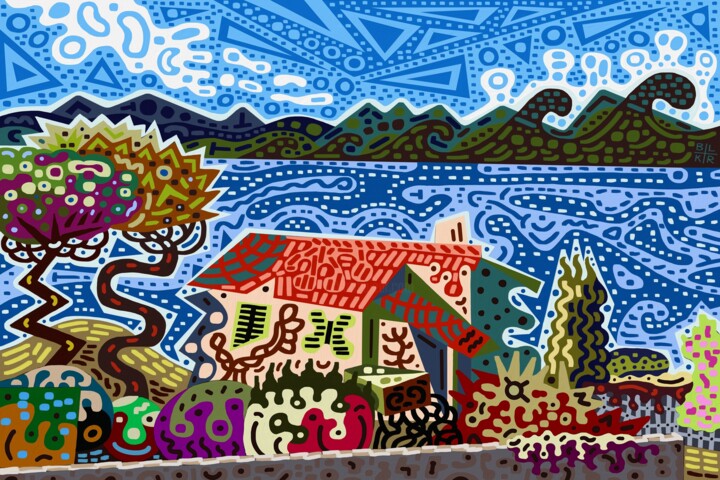 Trippy Saint-Tropez 数字艺术, 23.6x35.4 in