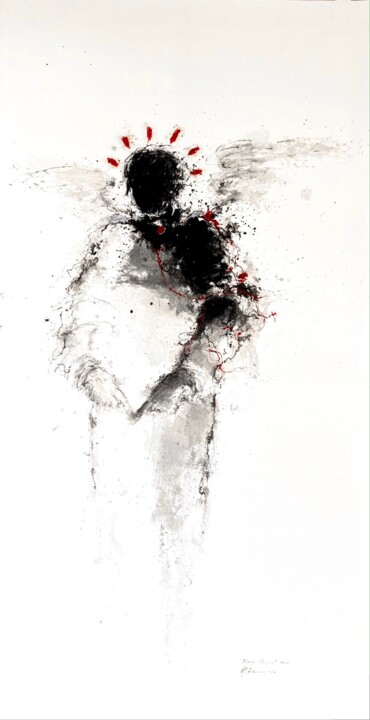 "BLACK ANGEL 2023" 绘画, 72.8x37.8 in