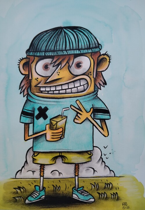 Street boy 图画, 12.6x9.5 in