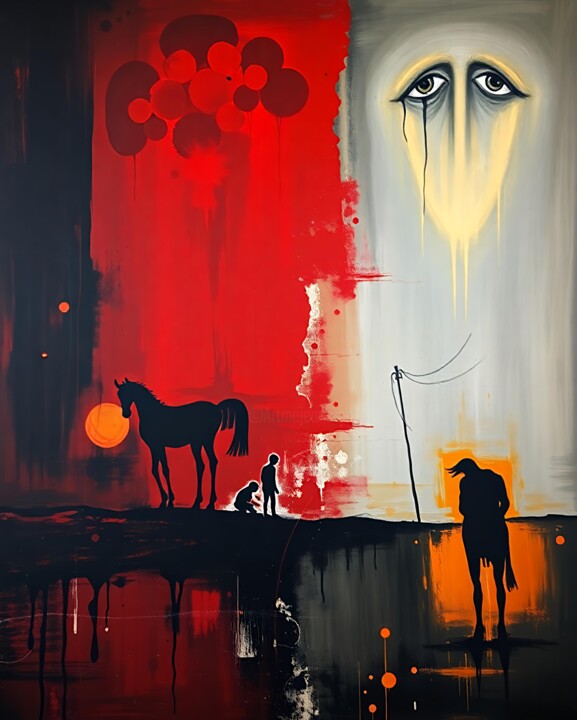 "Due Mondi, Uno Sgua…" başlıklı Tablo De Saporettis "Daam" tarafından, Orijinal sanat, Akrilik