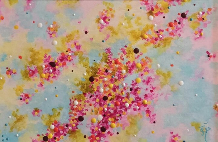 Peinture intitulée "Couleurs florales 4" par Jean-Claude Sylvain, Œuvre d'art originale, Acrylique