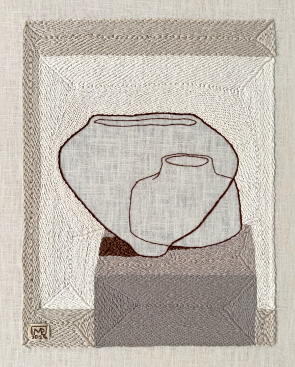 Vase Composition XVII’25 Textile Art, 19.7x15.8 in