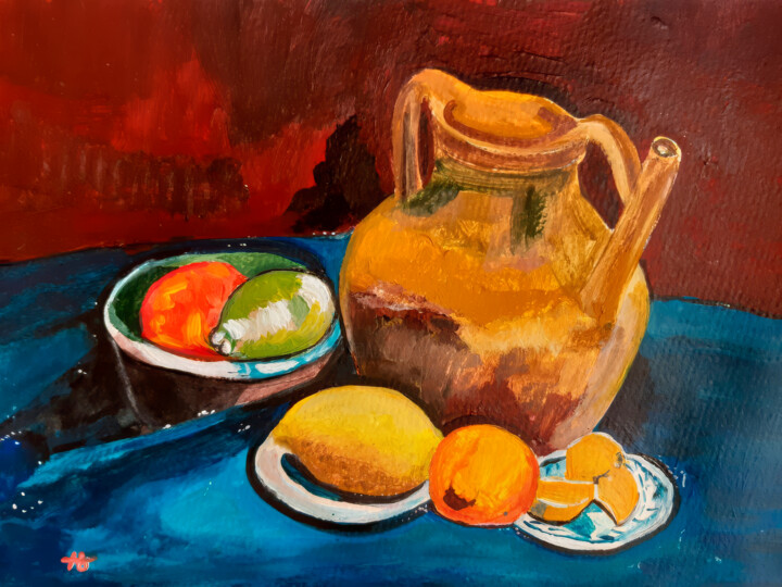 Vibrant Fruit Arrangement 绘画, 37.8x50.4 in
