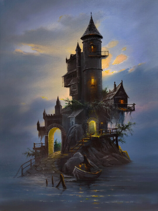 Mystical Castle Painting, 73.3x55 in