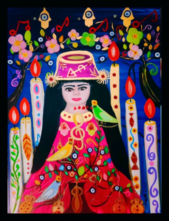 🕯️ TOILE : CELLE QUI VEILLE ENTRE LES MONDES 🧿⚱️🗾 绘画, 27.6x23.6 in