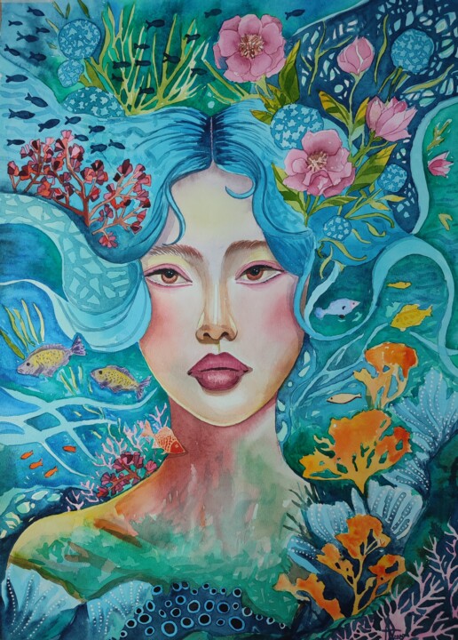 Muse of the Ocean 绘画, 23.6x16.5 in
