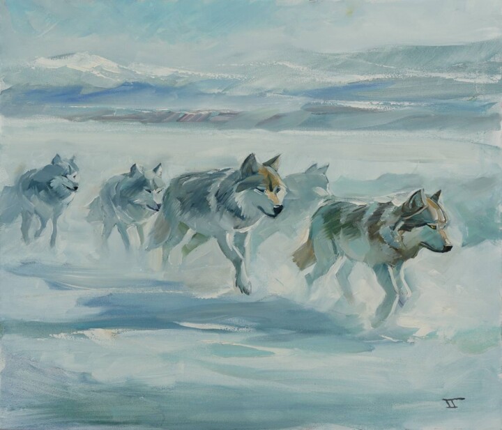 Wolves 绘画, 23.6x27.6 in