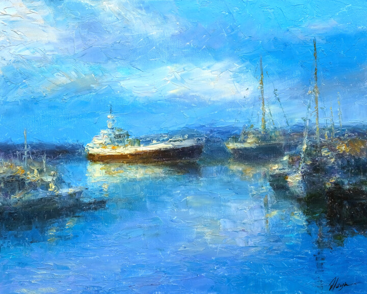 绘画 标题为“Evening 032” 由Dmitry Oleyn, 原创艺术品, 油 安装在木质担架架上