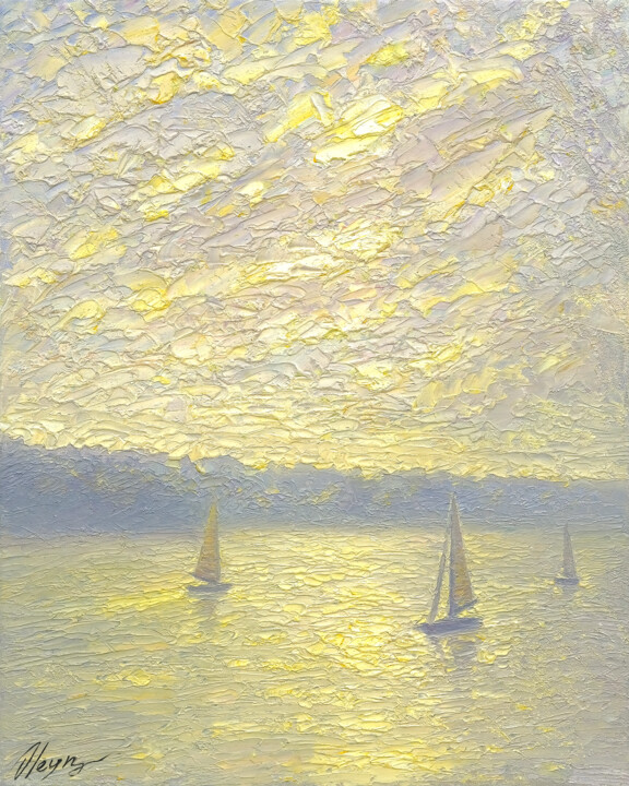 绘画 标题为“Evening 033” 由Dmitry Oleyn, 原创艺术品, 油 安装在木质担架架上