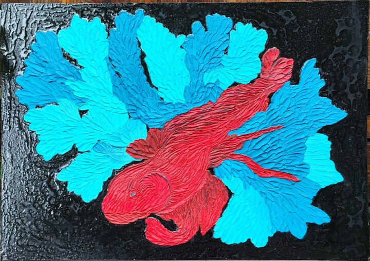 Red Fish 绘画, 17.3x24 in