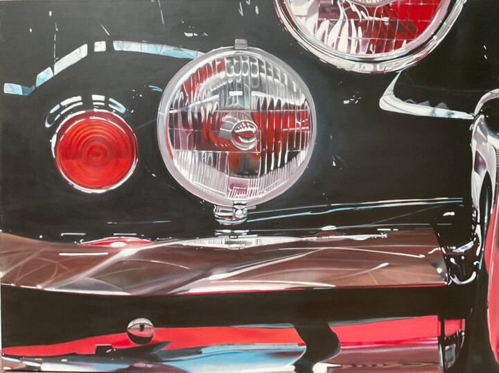 Jaguar bumper xk 150 chrome 绘画, 38.2x57.5 in