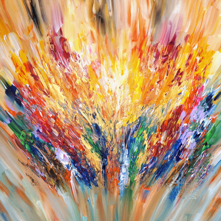 Painting titled "Positive Energy Gol…" by Peter Nottrott, Original Artwork, Acrylic