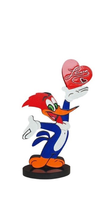 Woody Woodpecker Heart 雕塑, 11.8x7.9 in