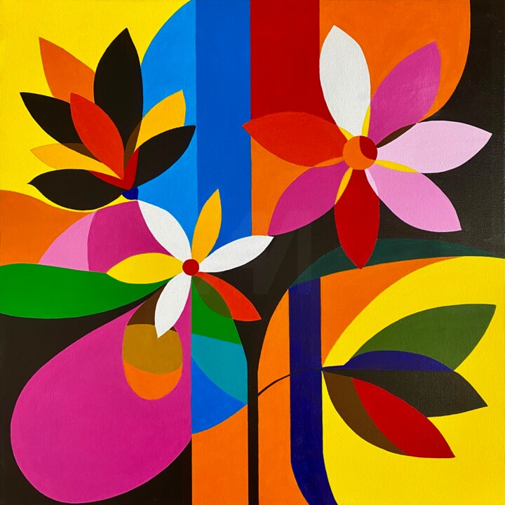 Small flowers minimal art 绘画, 19.7x19.7 in
