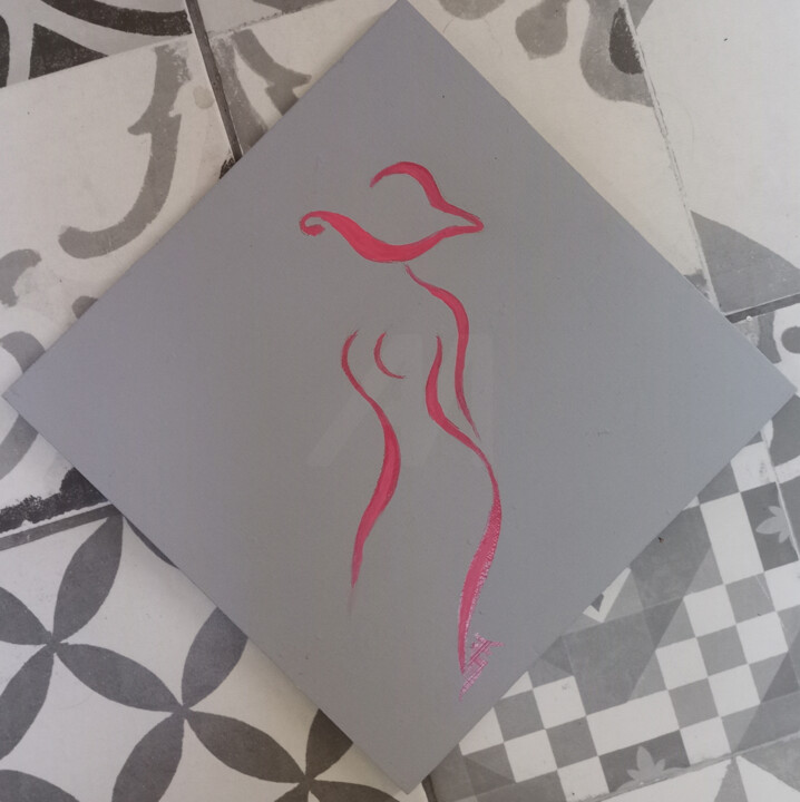 La femme en rose - 2 绘画, 7.9x7.9 in