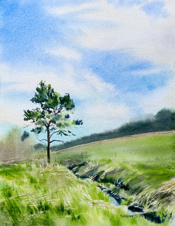 Summer landscape 绘画, 15.8x11.8 in