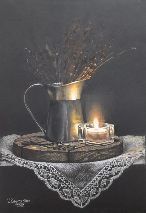 Still Life with Lavender 图画, 13.8x9.8 in