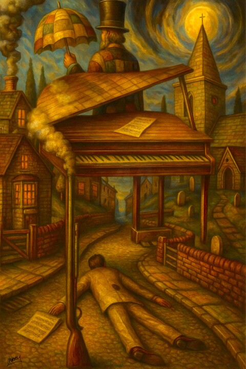 A Stranger in Town 绘画, 21.3x14.2 in