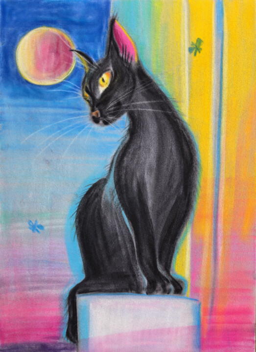 Black Kitty 绘画, 13.8x10.2 in